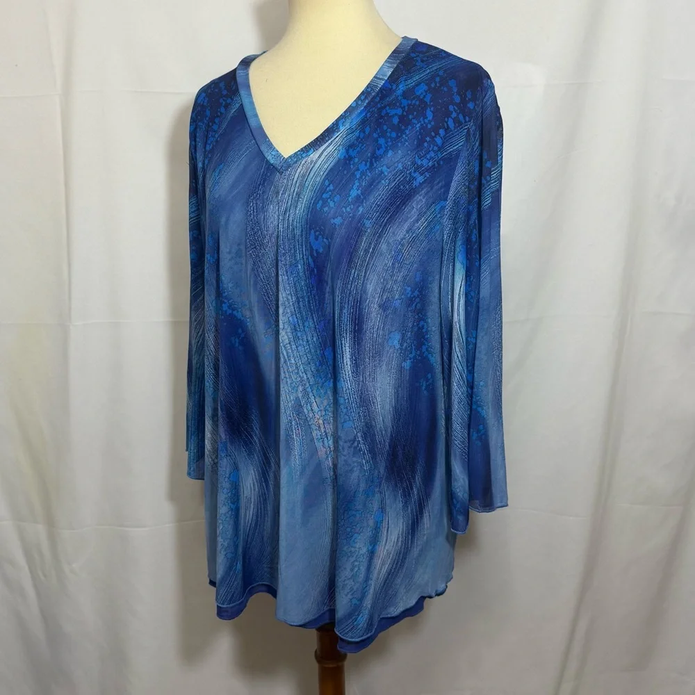 Vibrant Blue Blouse with Long Sleeves - Picture 5 of 12